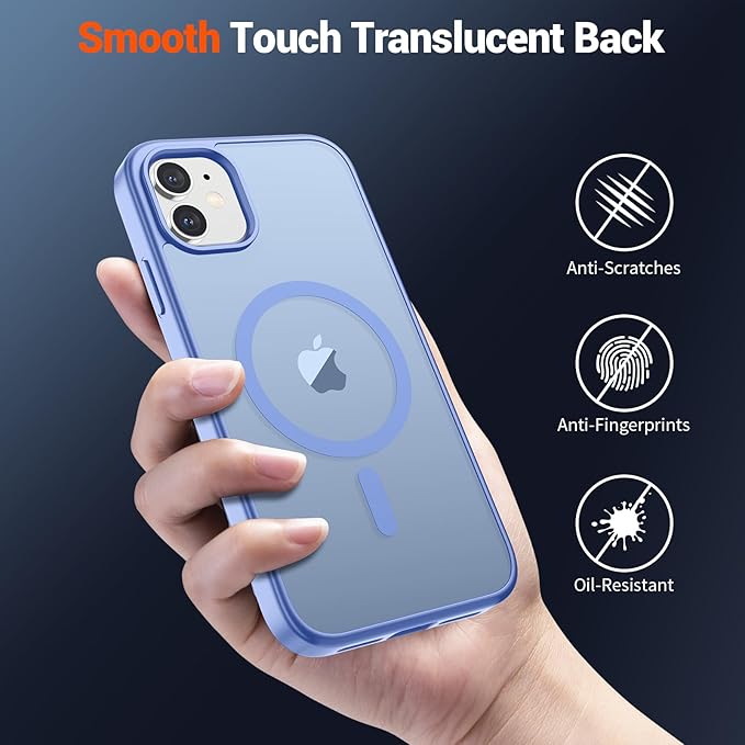 SUPFINE Magnetic for iPhone 12 Mini Case & iPhone 13 Mini Case (Compatible with MagSafe) (Military Grade Drop Protection) Translucent Matte Shockproof Phone Cover,Blue Purple