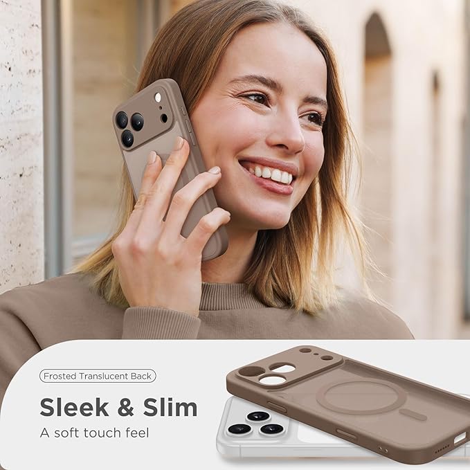 CAPRARO Magnetic for iPhone 17 Pro Max Case, Upgraded [Full Camera Protection] [Compatible with MagSafe] Protective Translucent Matte Women Girl Phone Case Cover, Withered Brown