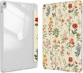 Case for iPad pro 10.5 inch 2017/ iPad Air 3rd Generation 2019, Case with Pencil Holder, Stand Clear Back Cover Cute Cool Design for Women Girls, Auto Sleep/Wake, Wildflower B