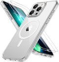 Miracase Magnetic for iPhone 13 Pro Max Case 6.7 inch (Compatible with MagSafe)（with 2X Screen Protectors） Military-Grade Protection, Anti-Fingerprint Translucent Matte Phone Case Cover, Clear