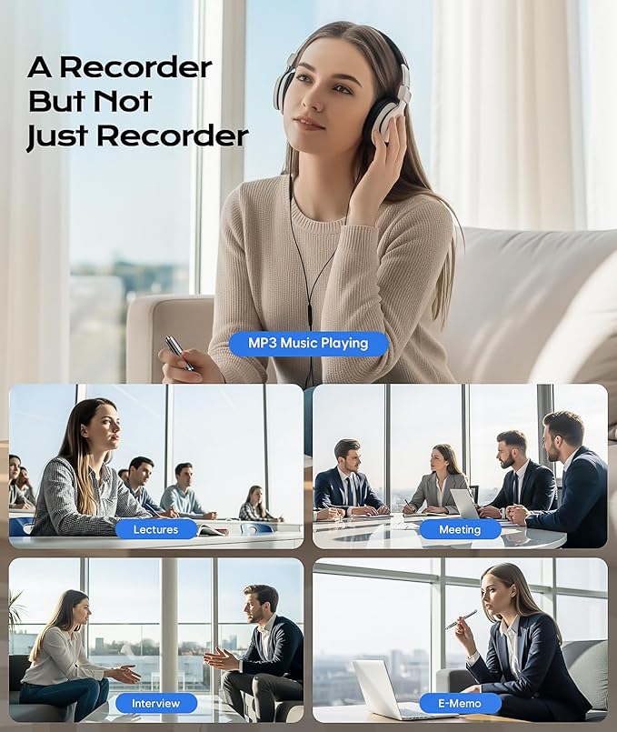 72GB Digital Voice Recorder with USB Type-C Plug, Portable OTG File Transfer Recording Device, Voice Active Recorder with One-Touch Start, Portable Audio Recorder for Meeting, Interviews, Class, Work