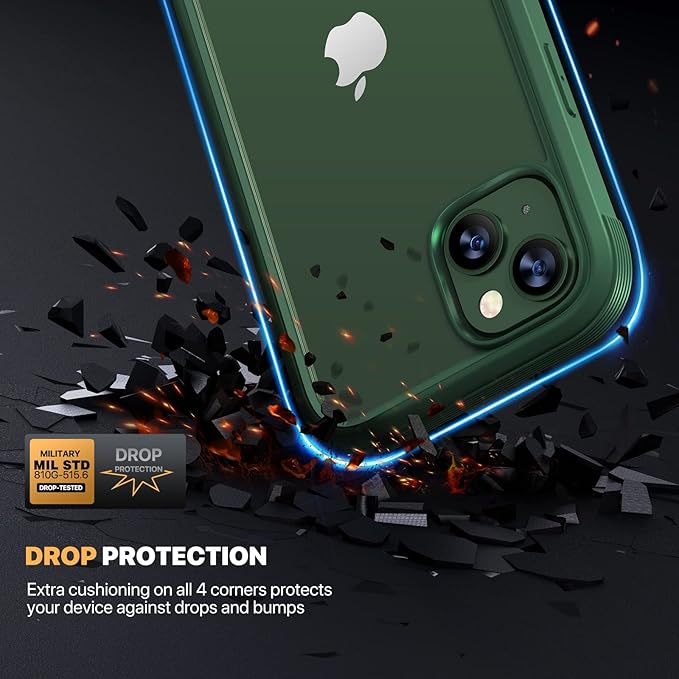 Diaclara Designed for iPhone 13 Case, Full Body Rugged with Built-in Touch Sensitive Anti-Scratch Privacy Screen Protector, Soft TPU Bumper Case for iPhone 13 6.1" (Green)