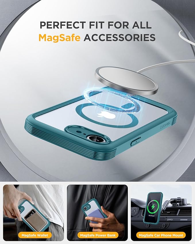 Miracase for iPhone 17e & 16e Case with Built-in Private Screen Protector, [Magnetic with MagSafe] Full-Body Phone Cover Military Drop Proof 17 E/ 16 E Bumper 6.1 inch, Green