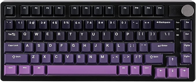 EPOMAKER HE75 Mag Wireless Gaming Keyboard with Hall Effect Switch and Changeable Knob Module, Rapid Fast Magnetic Keyboard with Adjustable Trigger, USB-C/2.4G/Bluetooth, RGB Backlit (Black Purple)