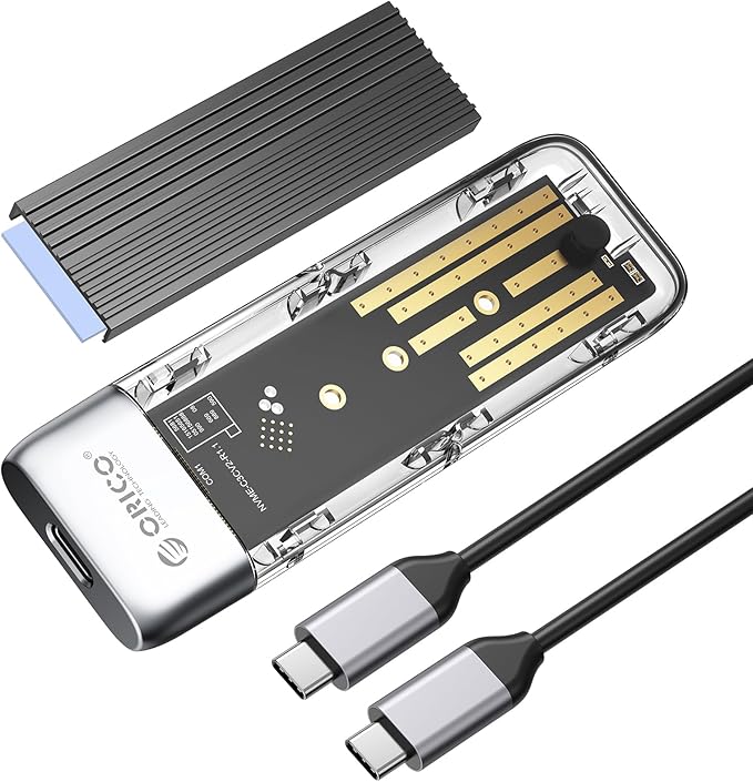 ORICO M.2 NVMe SATA SSD Enclosure, Tool-Free USB 3.2 Type-C 10Gbps to SSD Enclosure for SATA/NVMe M.2(M-Key/B+M-Key) SSD Support 2230/2242/2260/2280, Up to 4TB Max Capacity - TXM2M