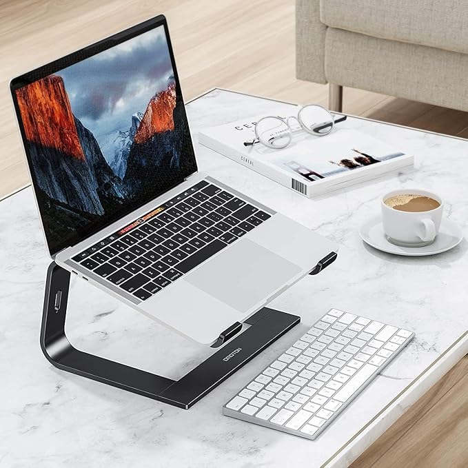 OMOTON Laptop Stand, Detachable Laptop Mount, Aluminum Laptop Holder Stand for Desk, Compatible with MacBook Air/Pro, Dell, HP and All Laptops (11-16 inch), Black