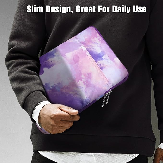 TiMOVO 9-11" Tablet Sleeve Bag for iPad 11-inch A16 2025, iPad 10.9"/10.2"| Air 11 Inch/5th/4th Gen. 10.9", Galaxy Tab A9+/A11Plus 11", Protective Bag Fit Smart Keyboard, Watercolor Purple