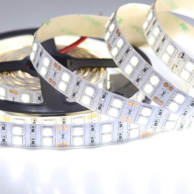 LEDENET® LED Strip Lights Daylight White 6500K SMD 5050 Double Row 600LEDs DC 12V Cold White Dimmable Flexible LED Tape Lights 16.4Ft Non-Waterproof for Bedroom Kitchen Under Cabinet