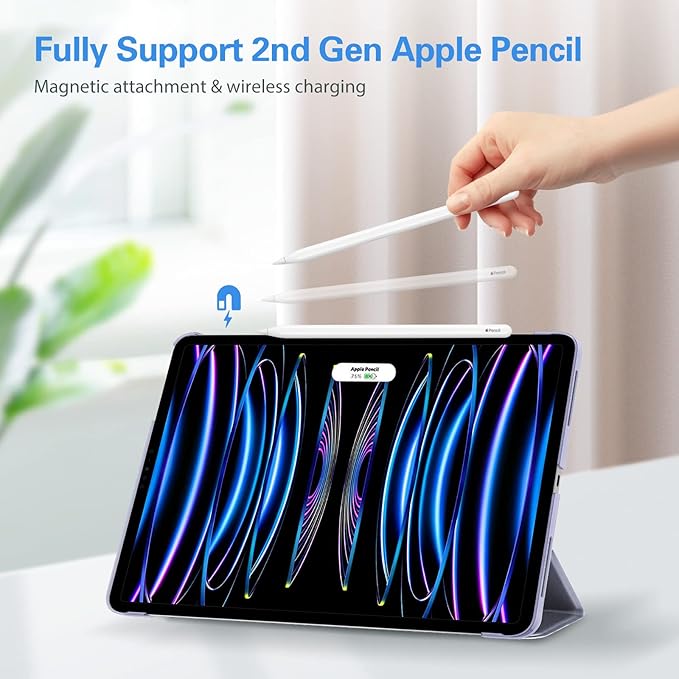 ProCase for iPad Pro 11 Inch Case 2022/2021/2020/2018(4th/3rd/2nd/1st Generation), iPad Pro 11" Slim Stand Hard Back Cover Shell Smart Folio Compatible with Pencil/Support Auto Wake/Sleep -Lightpurple
