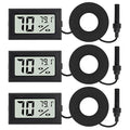 3Pcs Fahrenheit Thermometer Hygrometer Mini Digital with Probe Electronic Temperature Humidity Gauge Meters Indoor LCD Display for Humidors,Greenhouse,Garden,Incubator Reptile Terrarium