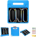 for iPad Air 13-inch Case M3/M2 (2025/2024) for Kids with Pencil Holder/Kickstand, Anti-Slip Handle Stand Lightweight Soft EVA Foam Shockproof Rugged Bumper Tablet Protective Cover, Blue