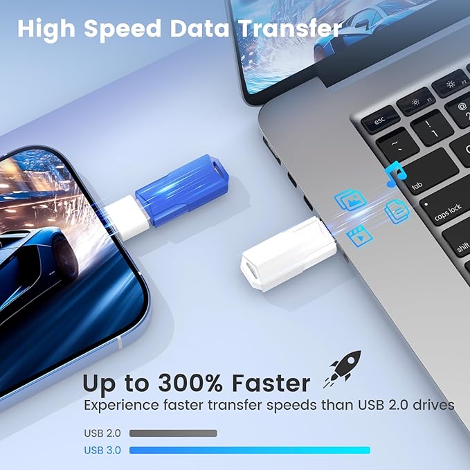256GB Flash Drive Wooolken USB 3.0 Thumb Drive with USB C Adapter and Lanyard,Memory Stick for Data Storage