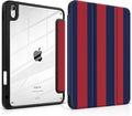 Case for iPad Air 11 inch M4 2026 M3 2025 M2 2024 Release with Pencil Holder Clear Back Shell Lightweight Shockproof TPU Edge Trifold Stand Auto Wake Sleep Cute Cover, Red Navy Stripes