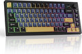 TECWARE Spectre 75 Mechanical Gaming Keyboard | Customizable LCD Screen Display & Knob | Tri-Mode Wireless Bluetooth 2.4GHz | Gasket Mount Hot Swappable | Ocean Gold Red Linear Switches