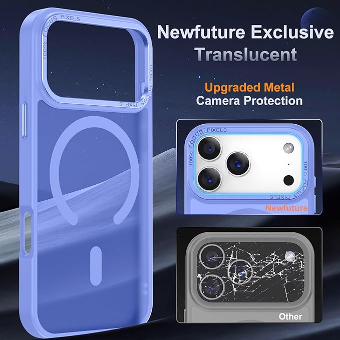 Newfuture Magnetic for iPhone 17 Pro Max Case [Compatible with Magsafe] [Military Grade Drop Protection] Translucent Matte Anti-Scratch Shockproof Protective Phone Cover 6.9 Inch, Light Purple