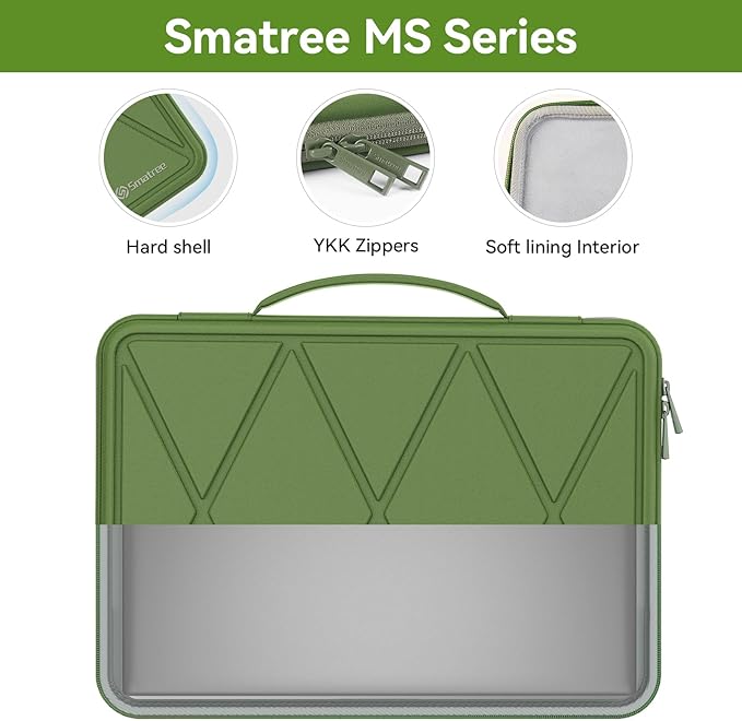 Smatree MS56T Hard EVA Protective Sleeve with Stand Compatible for 14 inch HP EliteBook 840/845/1040/645/640, for Elite X360 1040/OmniBook 7 AI 14/OmniBook Ultra 14 AI PC, ProBook 440/445 G11,Green