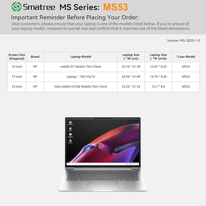 Smatree MS53 Hard EVA Protective Case with Stand Compatible for 14 inch HP Laptop-14t/14z/14, for 14 inch Elite mt645 G7/G8 Mobile Thin Client, for 14inch HP mt645 G7 Mobile Thin Client, White