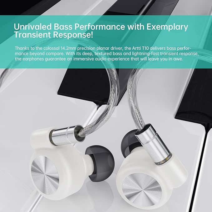 ARTTI T10 in Ear Earphone, 14.2mm Dual Magnetic Circuit Planar Driver HiFi IEM Earbuds, Wired in Ear Monitor, Gaming Earphone for Musician Singer Audiophile