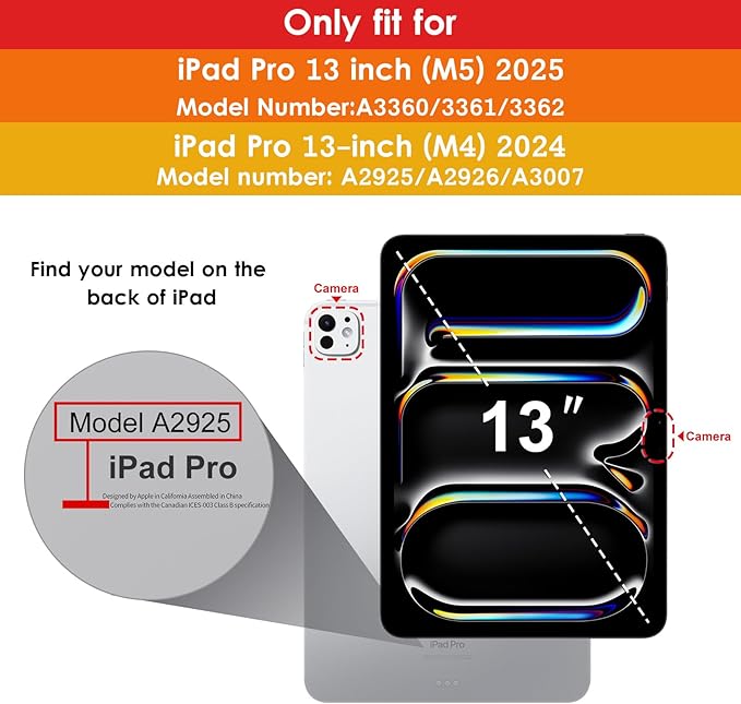 VIKESI Case for iPad Pro 13-inch M5 or M4 Released in 2025 or 2024, Leather Stand Cover with Apple Pencil Holder, Auto Wake/Sleep, Multiple Viewing Angles, Built in Hand Strap & Pocket,White