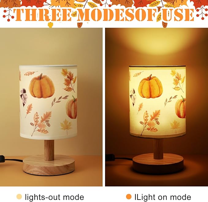 VIHOSE Fall Autumn Bedside Lamp Thanksgiving Pumpkin Table Harvest Lamp Vintage Decorations Lampshade for Table Living Room Dorm Home Office