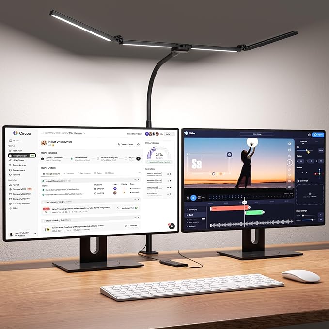 LED Desk Lamps for Home Office,Smart Adjustable Swing Arm Desk Lamp with Clamp,Gooseneck Tall Clip on Desk Light for Sewing,Reading,Drawing,Workbench,Study,Screen,Crafting,Monitor Architect,Computer