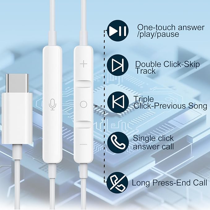 2 Packs USB C Headphones for iPhone 17/16/15 Earbuds, Type C Earphones with Mic & Remote Control Noise Cancelling for iPhone 17 16 15 Pro Max Plus, iPad Pro, Galaxy S25/S24/Ultra Note 10/20 and More