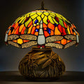 Tiffany Style Table Lamp Dragonfly, Small Stained Glass Lamp For Bedside, Bedroom, Nightstand, Living Room, 12 Inch Mini Vintage Mushroom Desk Lights Included E26 LED with Remote Control