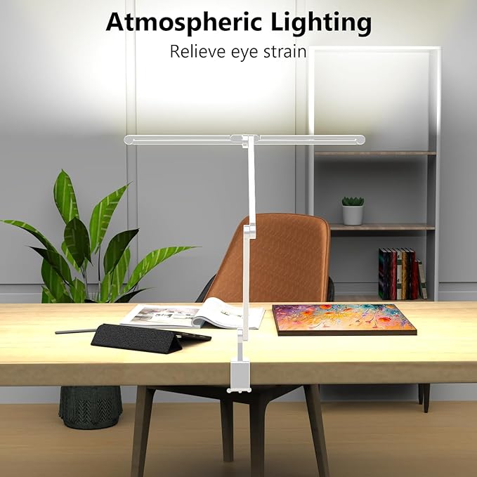 EPABINA 36W Ultra Bright Architect Desk Lamp with Clamp, Tall Overhead Rotatable Led Desk Light for Home Office, 47Inch Long Adjustable Monitor Light Bar with Remote for Computer Screen Desktop Table