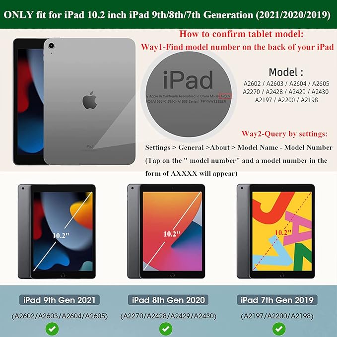 for Apple iPad 9th/8th/7th Generation Case 10.2 inch (2021/2020/2019),Slim Lightweight Translucent Clear Soft TPU Back Shockproof Cover Silicone Corner Protective Tablet Shell, Pink & Green