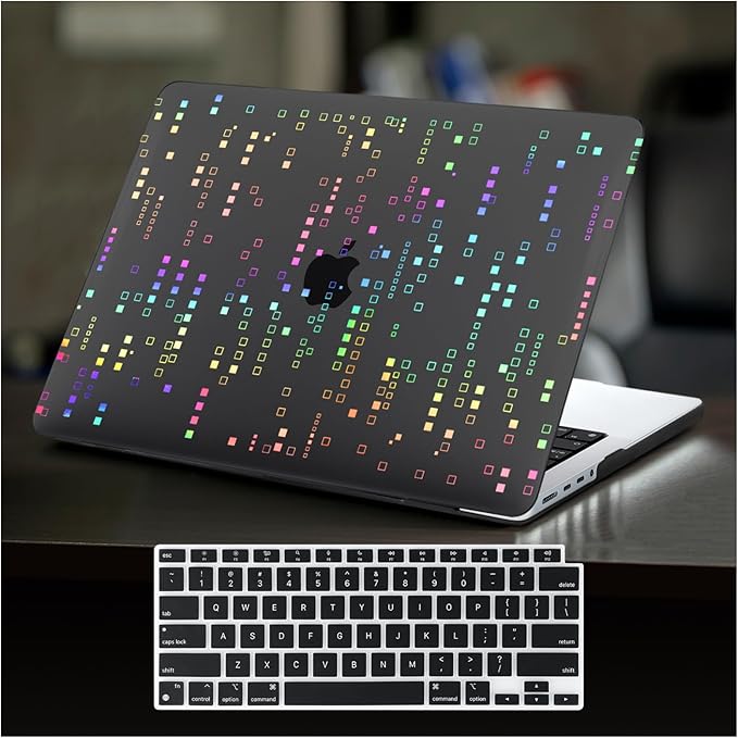 DTangLsm for MacBook Pro 14 inch Case 2026 M5, 2025-2021 M4 M3 M2 M1 A3426 A3427 A3434 A3112 A3185 A3401 A2918 A2992 A2779 A2442, Plastic Hard Cover for MacBook Pro 14 Case&Keyboard Skin,Squares Black