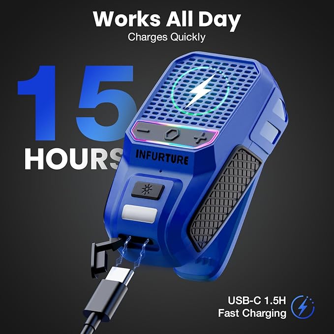INFURTURE Clip on Speaker Wearable Bluetooth Speaker with RGB/Flashlight Shower Speake Built-in Noise Reduction Mic, Bathroom Speakers for Hands-Free Music/Calls-for Work/Riding/Outdoor, Ideal Gifts