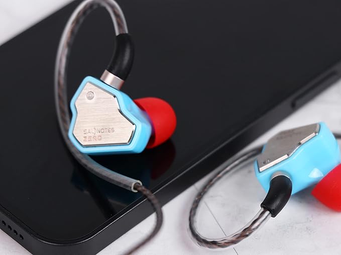 Linsoul 7Hz Salnotes Zero HiFi 10mm Dynamic Driver in-Ear Earphone IEM with Metal Composite Diaphragm Stainless Steel Faceplate Detachable 2Pin OFC Cable (Blue, Without Mic)