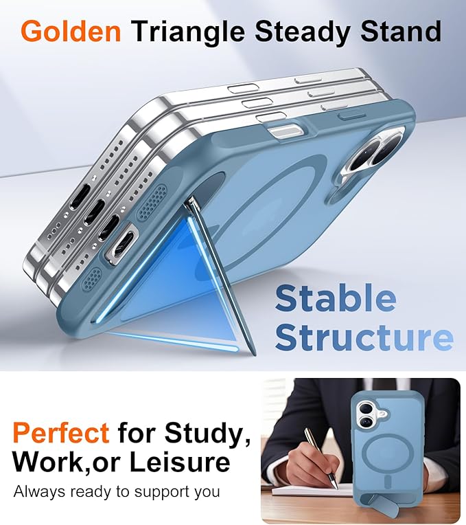 Magnetic Compatible with iPhone 16 Plus Case, [Built-in Invisible Kickstand][Compatible with MagSafe][Military Grade Shockproof] Slim Translucent Matte Phone Case for iPhone 16 Plus 6.7"