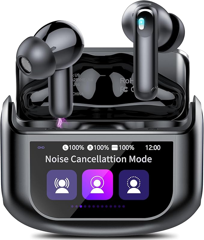 Wireless Earbuds, Bluetooth 5.4 Headphones Multi-Function Touch Screen with 5 EQ Modes, 48H Ear Buds Bass Stereo with ANC Noise Cancelling/Transparency Mode, IPX7 Bluetooth Earbuds for Android/iOS