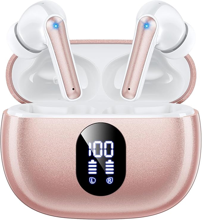 ZZU Wireless Earbuds, Bluetooth Ear Buds with Big Bass Stereo Sound, 48 Hours Playtime, Lightweight in-Ear Fit Earphones, IPX7, Hands-Free Calls with AI for iPhone, Android, Pad, Sports, Workout