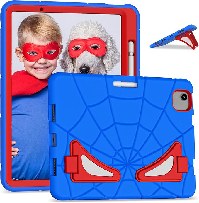 AKABEILA Compatible with Apple iPad Air 11(2026) M4/iPad Air 11(2024)/iPad Air 11(2025) M3 11 inch Tablet Case，Lightweight Protective Cover with Kickstand for Kids Children Boys Babies Blue Red