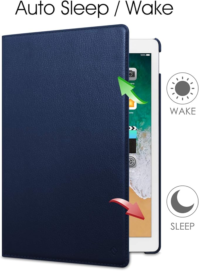 Fintie Rotating Case - 2017/2015 iPad Pro 12.9 inch (Old Model) 1st & 2nd Gen Case, 360 Degree Swiveling Stand Protective Back Cover, Supports Auto Wake/Sleep, Navy