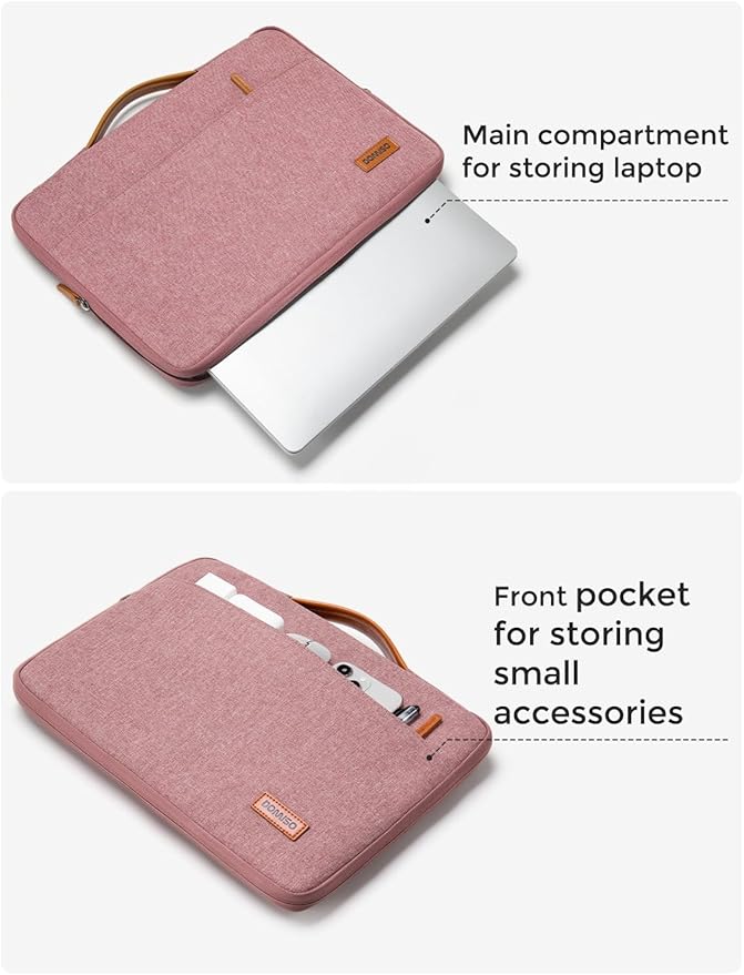 DOMISO 15.6 inch Laptop Case Sleeve Protective Cover Compatible with 16 inch MacBook Pro M4 M3 M2/Pro Max,15.6-16 inch HP Dell ASUS Lenovo Chromebook,Waterproof Computer Cases Bag with Handle,Pink