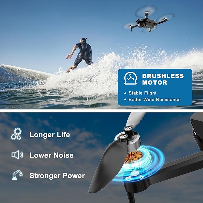 Drone with Camera, 2K HD FPV Drones for Adults, 36 mins Battery Life with 2 Batteries, Gravity Control, One Key Take Off/Land, Waypoint Fly, Gestures Selfie, 3 Speed Modes, Mini Drone for Beginners