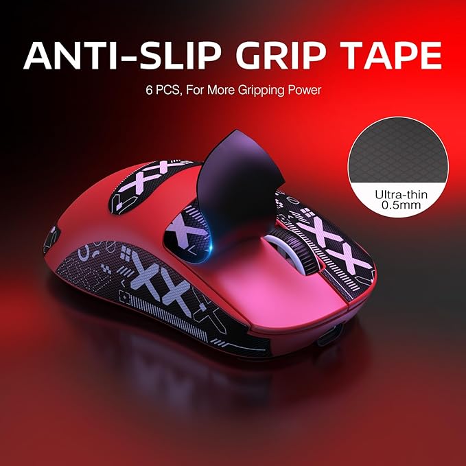 MANBASNAKE Attack Shark X3 Pro 4K/8K Hz Mouse, 59g Superlight BT/2.4G Wireless/Wired Gaming Mouse, PixArt PAW3395 Gaming Sensor, 26000 DPI, Griptape, Programmable Buttons for Win11/Xbox/PS/Mac(Red)