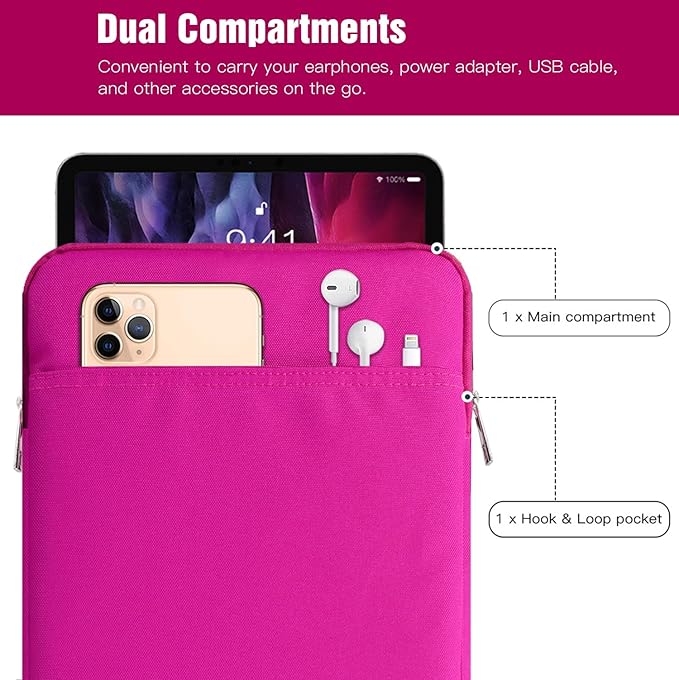 TiMOVO 9-11" Tablet Sleeve Bag for iPad 11-inch A16 2025, iPad 10.9"/10.2"| Air 11 Inch/5th/4th Gen. 10.9", Galaxy Tab A9+/A11Plus 11", Protective Bag Fit Smart Keyboard, Plum