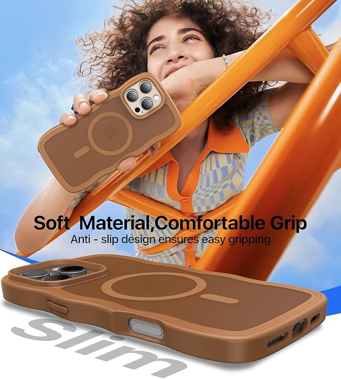 Magnetic for iPhone 16 Pro Case,[Compatible with MagSafe][Military-Grade Drop Protection][Anti-Yellowing] Shockproof Protective Translucent Matte Cover for iPhone 16 Pro Phone Case,Brown