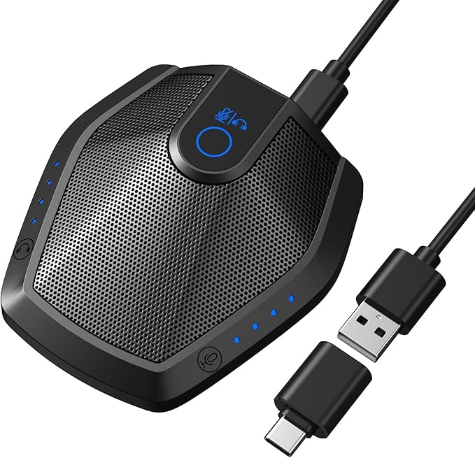 TONOR Conference Microphone with AI Noise Canceling, USB Mic for Teleconference, Condenser Mic for Work at Home, Volume Adjustment, Compatible with Windows and Mac, Desktop PC and Laptop, G11 PRO