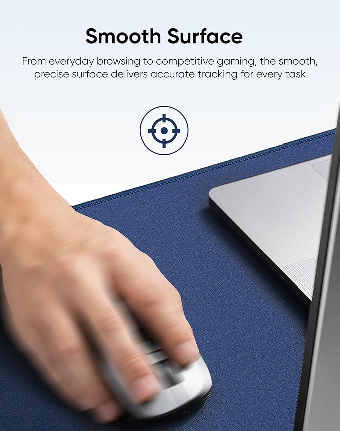 Reniteco Waterproof Large Gaming Mouse Pad with Durable Stitched Edges, Non-Slip Rubber Base, Grainy Jacquard Mouse Mat Desk Pad for Home Office Gaming, 27.6"x11.8"x0.12", Matte Gray