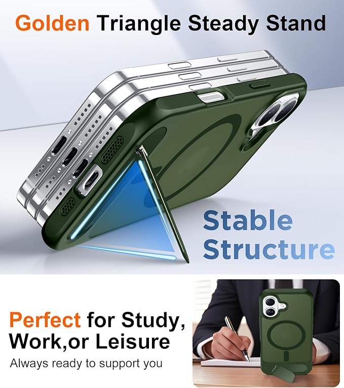 Magnetic Compatible with iPhone 16 Plus Case, [Built-in Invisible Kickstand][Compatible with MagSafe][Military Grade Shockproof] Slim Translucent Matte Phone Case for iPhone 16 Plus 6.7"
