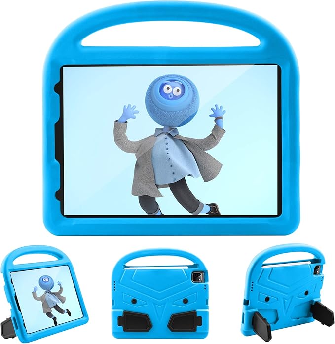 Kids Case for iPad Pro 11 2022/2021/2020 (4th/3rd/2nd Generation), Techcircle Child Shock Proof EVA Protective [Support Pencil Charging] Handle Stand Case for iPad Air 5/4 Gen 10.9" 2022/2020, Blue