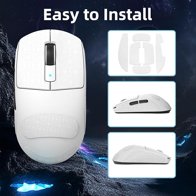 LexonElec Attack Shark R6 Wireless Gaming Mouse Anti-Slip Sticker, Mouse Anti Slip Grip Tape Skins for Sweat Resistant, Elastics Refined Side Grips, Easy to Apply, Ultra-Thin 0.5mm (0.02in) - White