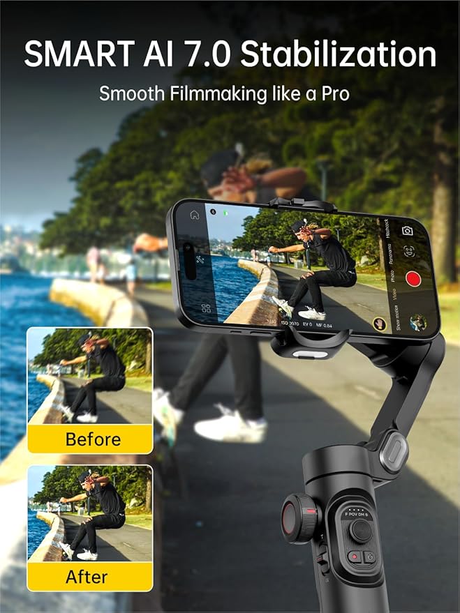 Gimbal Stabilizer for Smartphone-AOCHUAN Smart XE&E10Aluminum Extension Rod&B20 Camera Bag