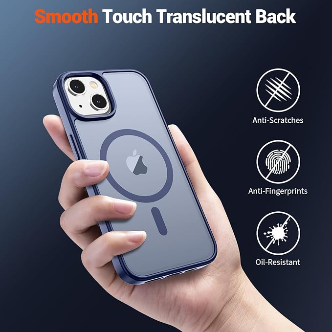 SUPFINE Magnetic for iPhone 15 Case (Compatible with MagSafe) (Military Grade Drop Protection) Slim Translucent Matte Shockproof with Anti-Fingerprint Phone Case, Lavender Gray
