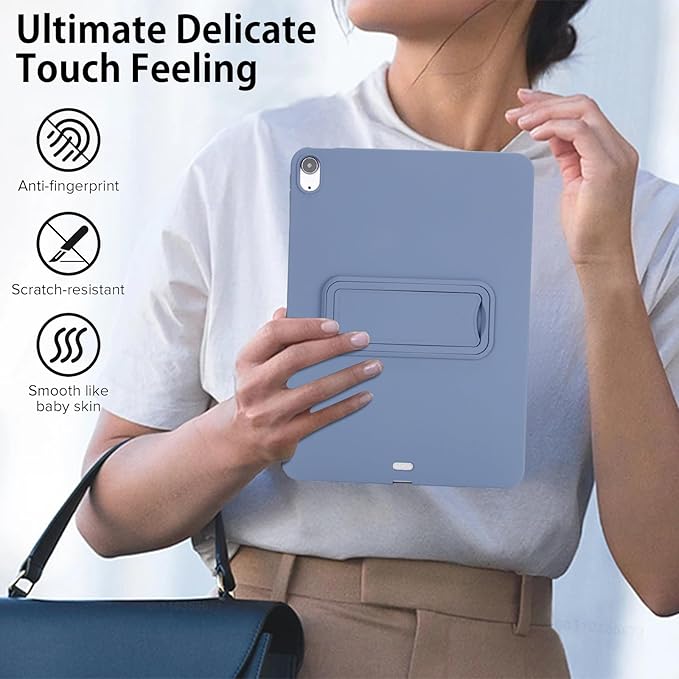 for iPad Air 11-inch M4/M3/M2 (2026/2025/2024) Case, Shockproof Protective Back Cover with Kickstand Slim Shell for Women Men, Lavendergray